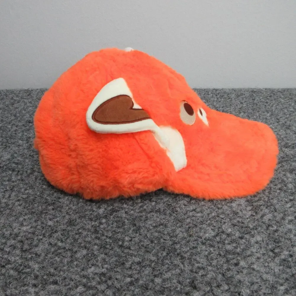 Turning Red Disney Hat Baseball Cap One Size Unisex Kids Orange Velour Faux Fur